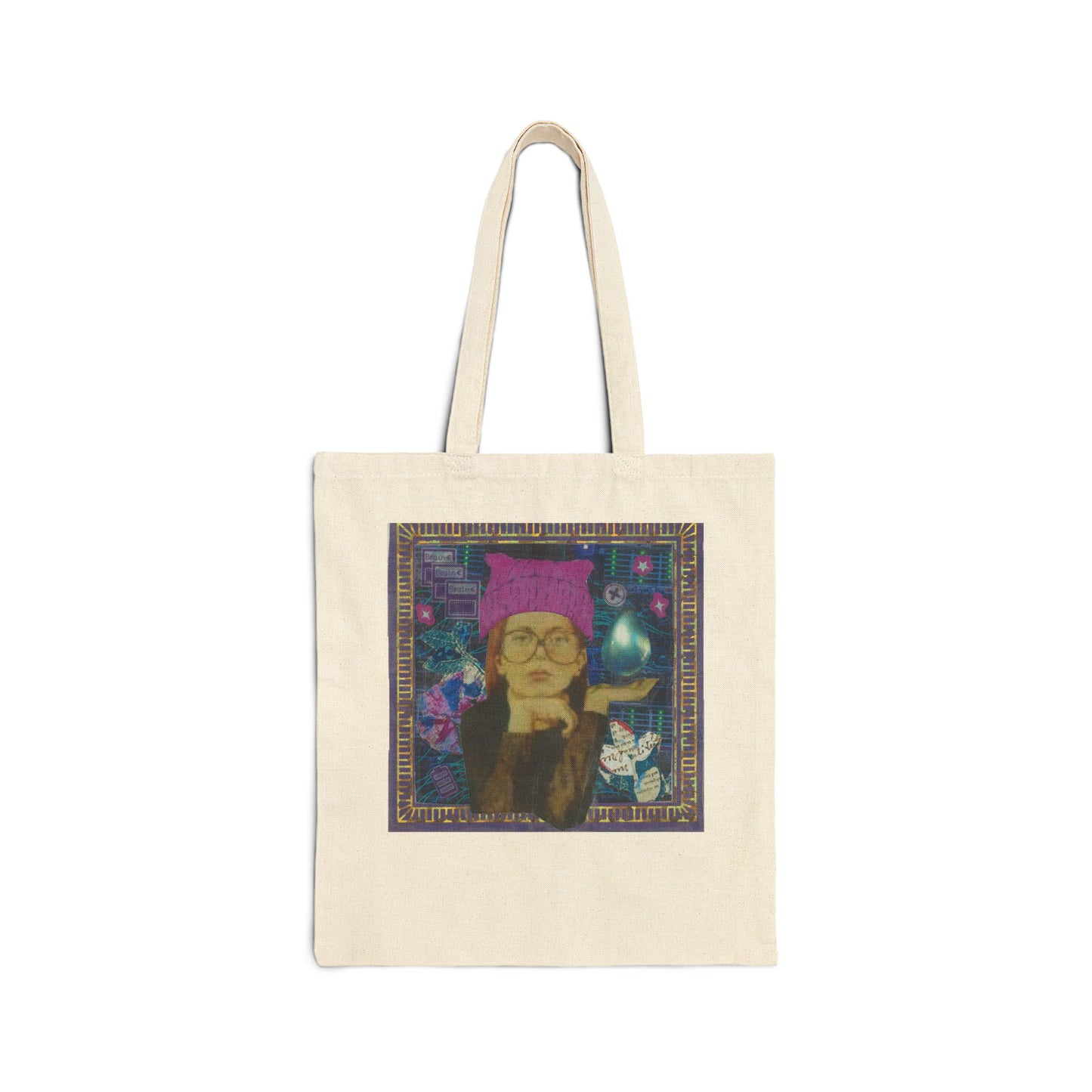 Cotton Canvas Tote Bag: Katie in a Kitty Hat