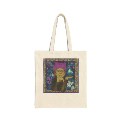 Cotton Canvas Tote Bag: Katie in a Kitty Hat
